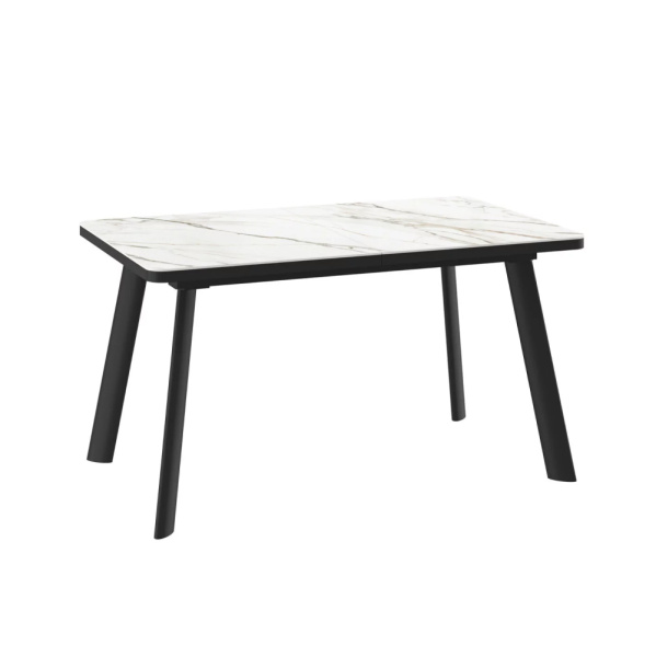 Стол LEON LUX RADIAL-140, раздвижной 140(180)х85, CALAKATTA GOLD ST CER/ЧЕРНЫЙ